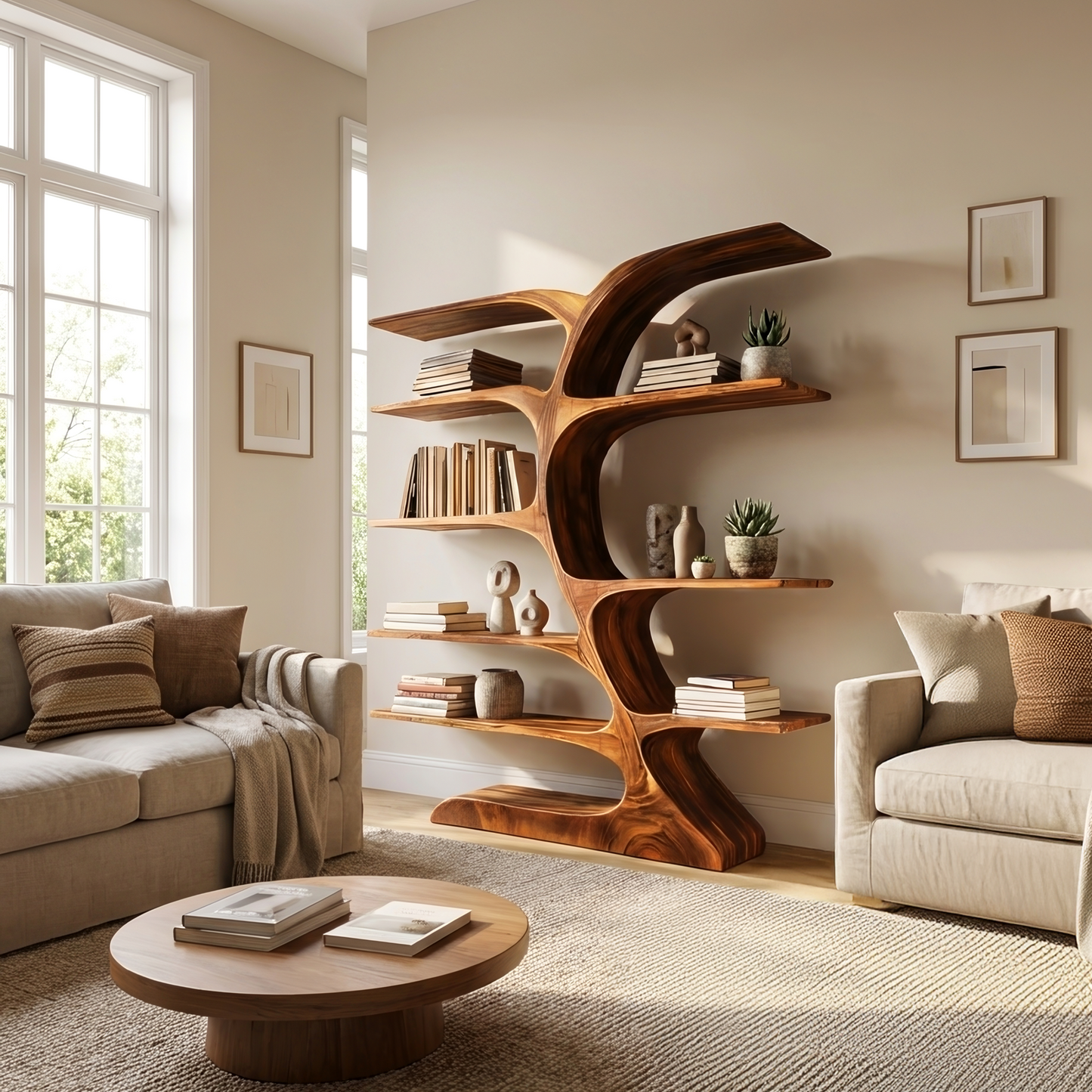 Organic Curved Bookshelf For Open Space Lynnsnail