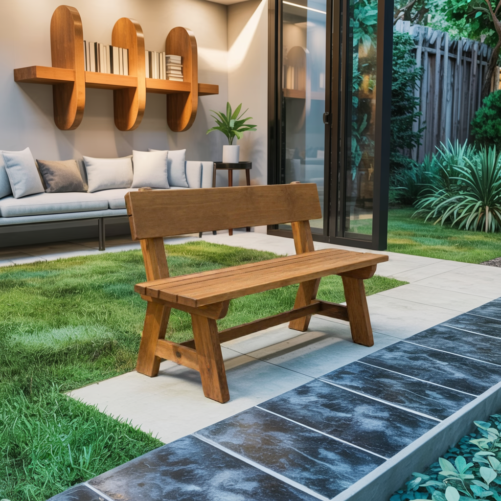 Rustic Garden Bench With Backrest For Patio Or Porch Lynnsnail