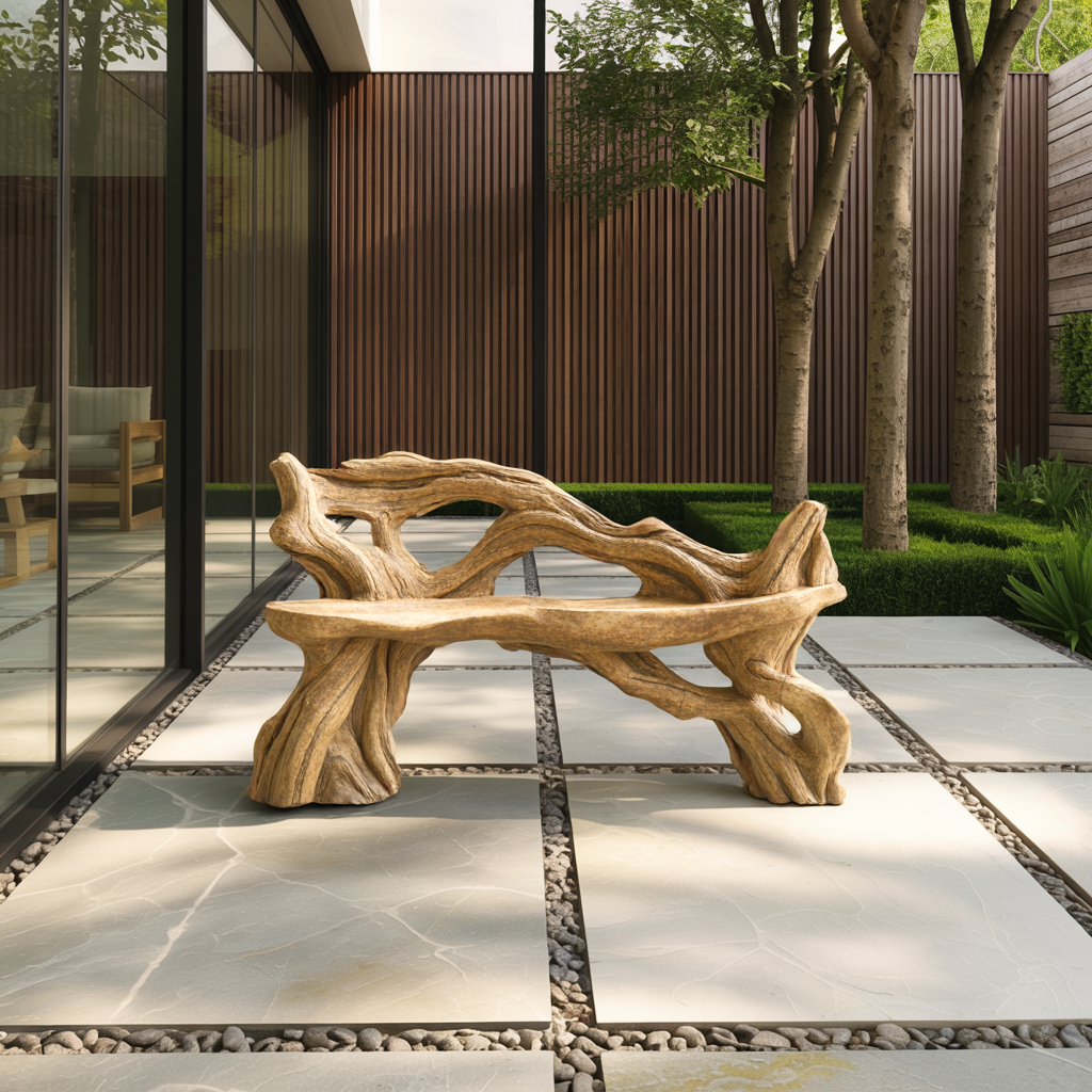 Handcrafted Branch Bench Outdoor Decor For Hand Carved Gardens Lynnsnail