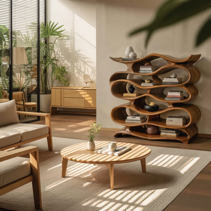 Sculptural Bookshelf Cabinet For Living Room And Office Lynnsnail