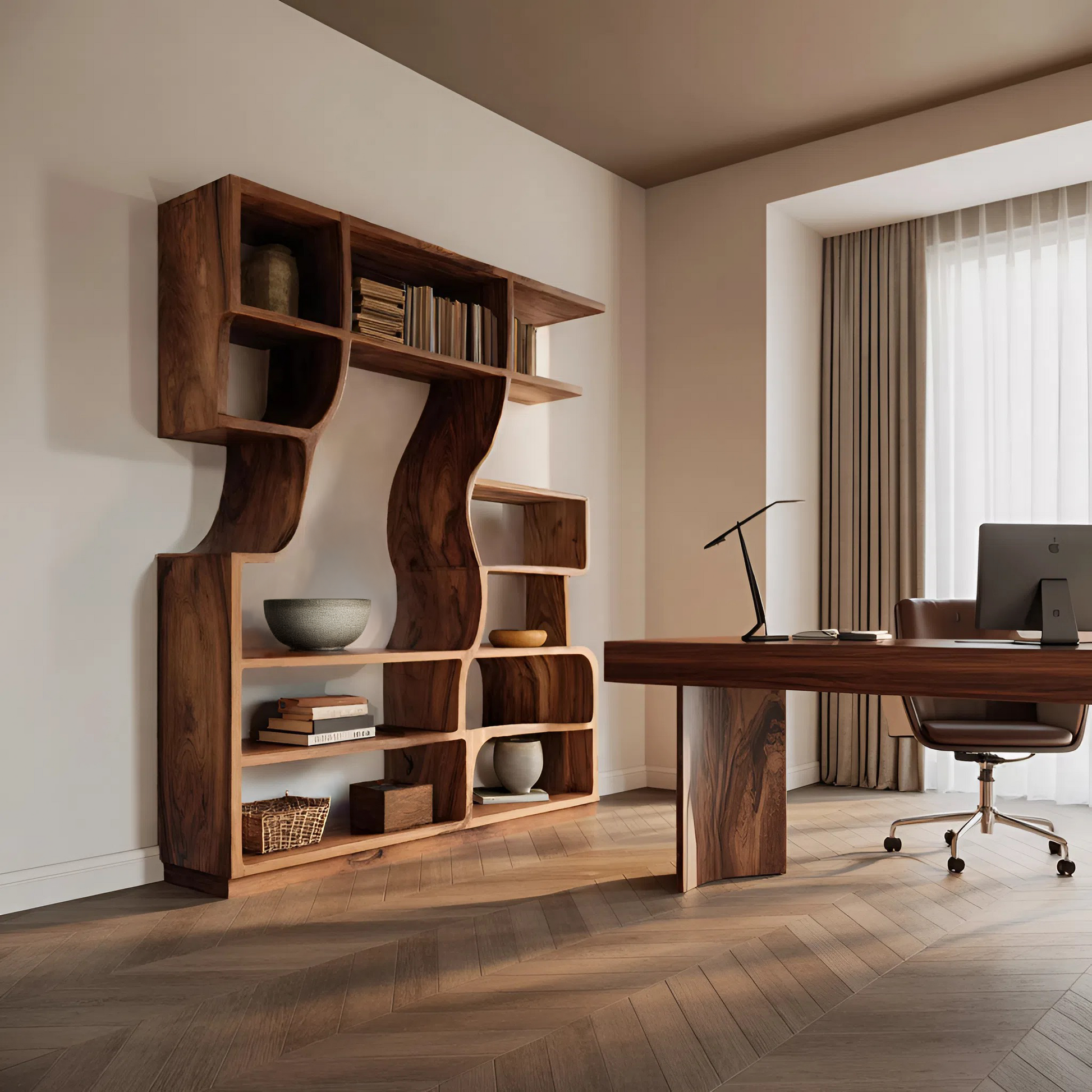 Artisan Carved Bookshelf For Modern Interior Lynnsnail