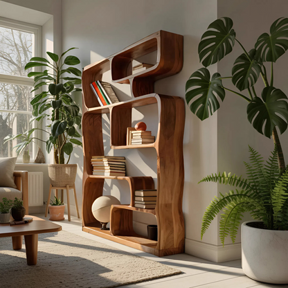 Modern Sculptural Bookshelf With Geometric Design For Living Room Lynnsnail