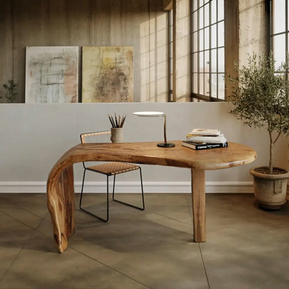 Live Edge Desk With Organic Curved Design For Home Office And Workspace Lynnsnail