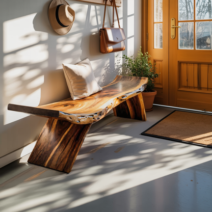 Rustic Live Edge Bench With Organic Curves For Entryway Lynnsnail