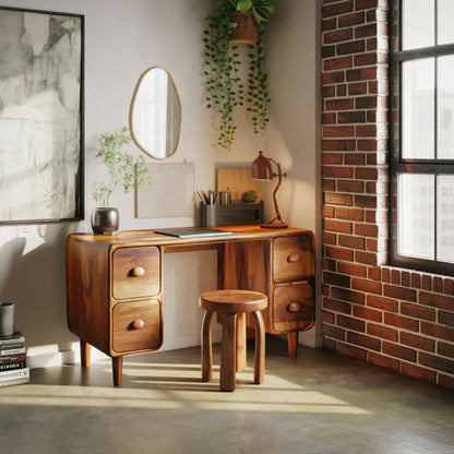 Modern Rounded Corner Desk With Drawers For Home Office Workspace Lynnsnail