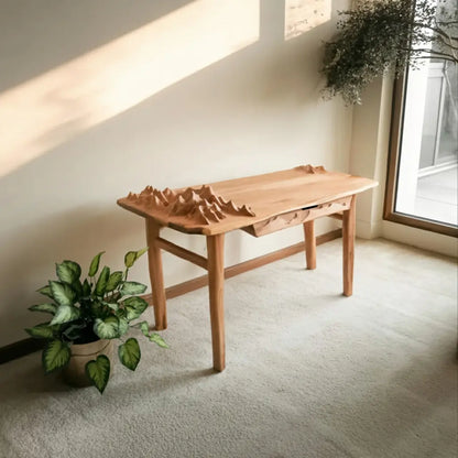 Mountain Carving Desk With 3D Detail For Studio Office And Reading Corner Lynnsnail