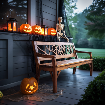 Rustic Solid Wood Halloween Bench For Spooky Outdoor Home Decor Lynnsnail