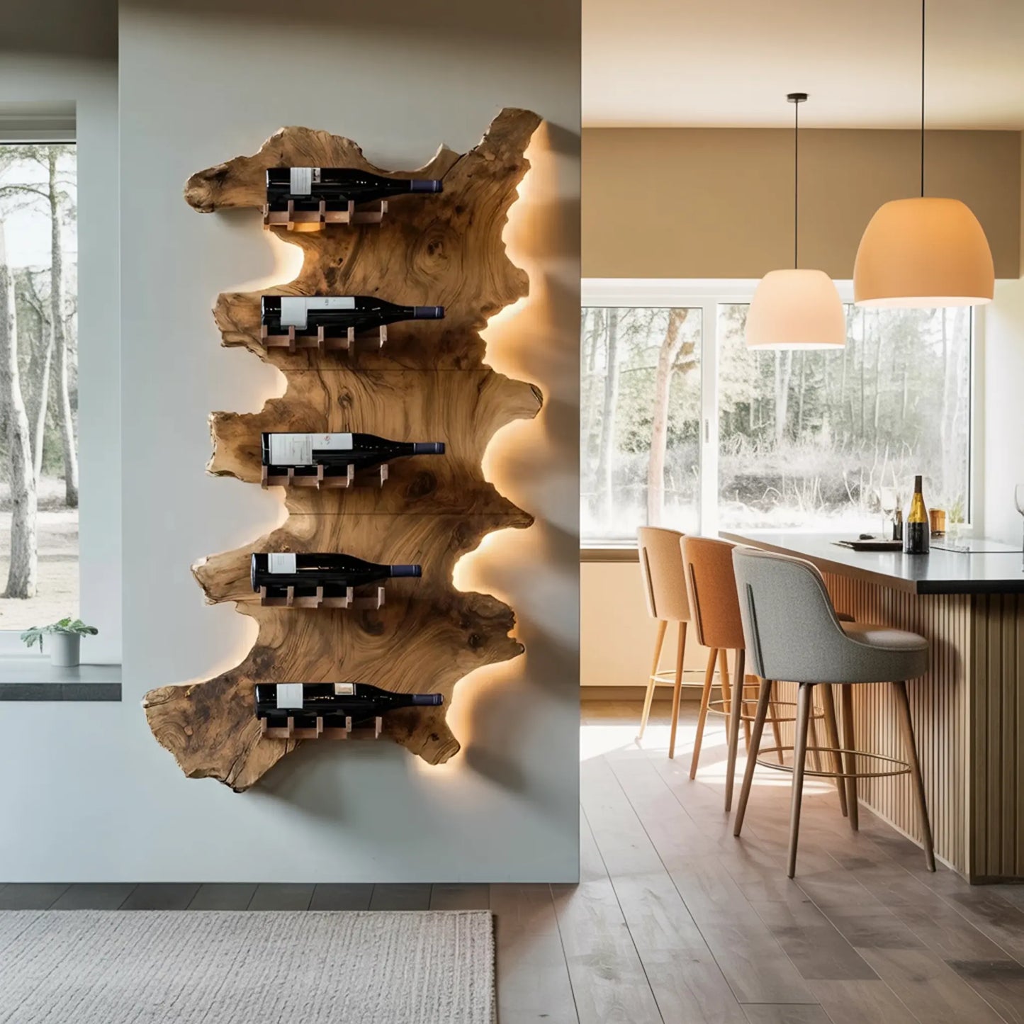 Mid Century Wooden Wine Rack For Bar Decor And Wine Storage Lynnsnail