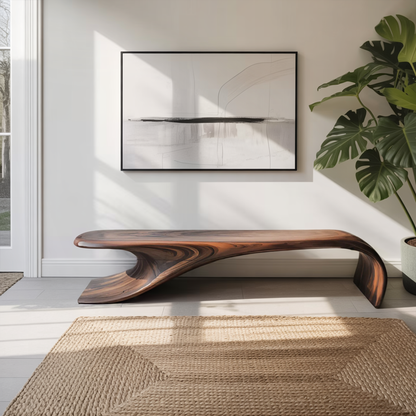 Modern Sculptural Bench With Flowing Curves For Living Room Lynnsnail