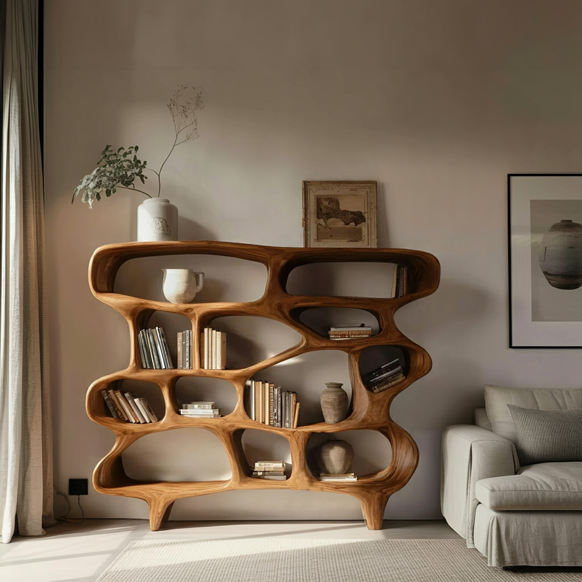 Organic Sculptural Bookshelf For Living Room Or Office Decor Lynnsnail