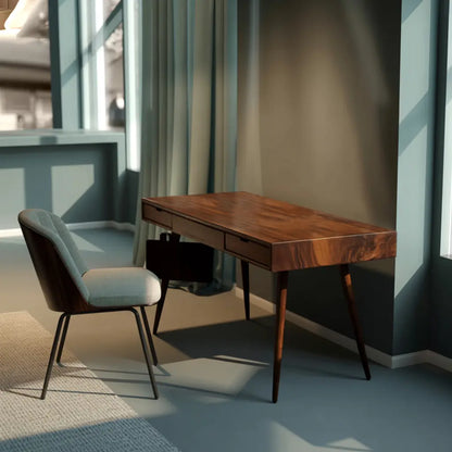 Mid Century Modern Writing Desk With Drawers For Home Office Lynnsnail