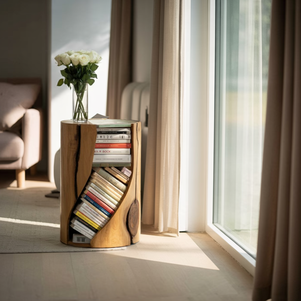 Modern Organic Bookcase With Accent Design For Living Room Lynnsnail