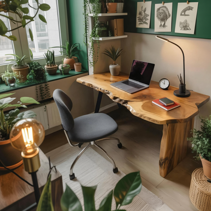 Rustic Office Desk With Live Edge Design For Home Workspace Lynnsnail