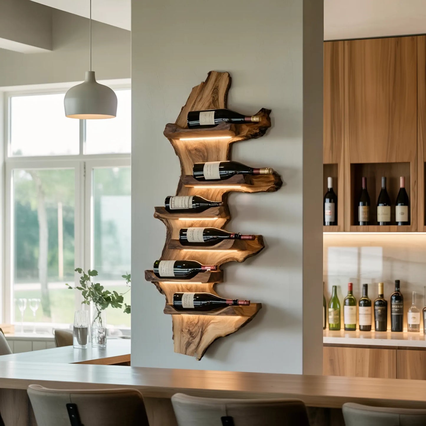 Farmhouse Live Edge Wine Holder For Entryway Furniture Decor Lynnsnail