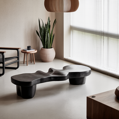 Contemporary Sculptural Wood Bench For Modern Living Room Or Gallery Lynnsnail