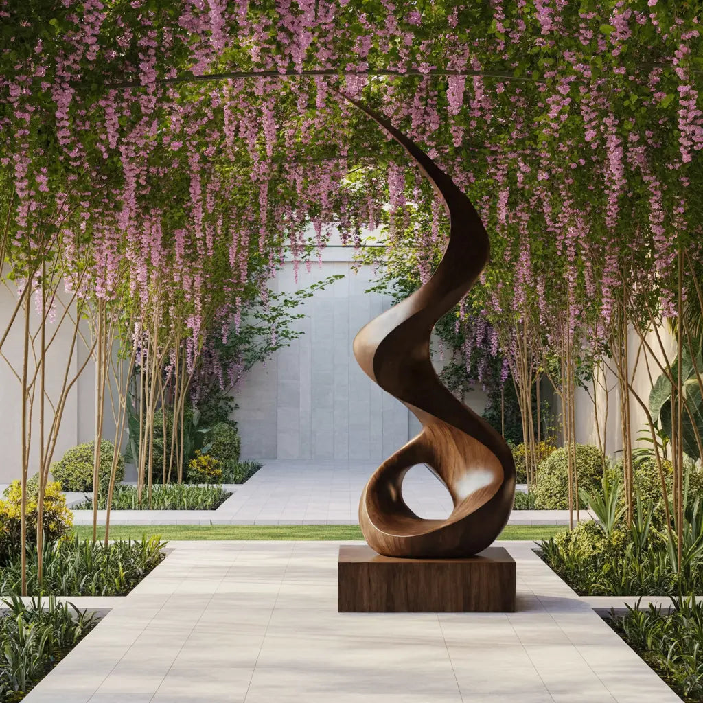 Mid Century Abstract Wooden Sculpture For Outdoor Garden Lynnsnail