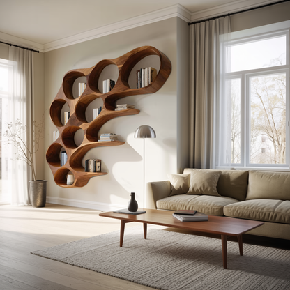 Organic Honeycomb Shaped Wall Mounted Bookshelf For Bedroom Lynnsnail