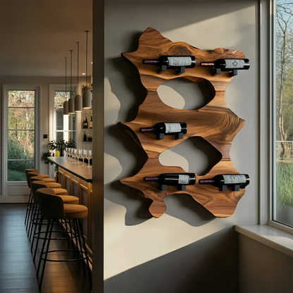 Rustic Solid Wood Live Edge Wine Rack For Entryway Lynnsnail