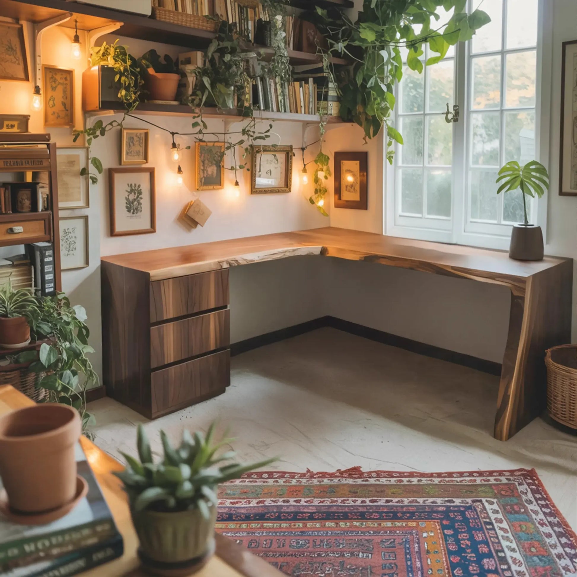 Modern Live Edge L Shaped Desk For Minimalist Home Office Lynnsnail