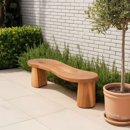 Organic Curved Wood Bench For Garden Or Entryway Lynnsnail