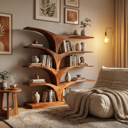 Contemporary Curved Bookshelf For Modern Interior Lynnsnail