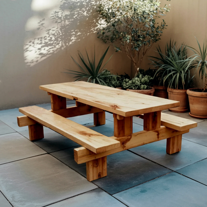 Minimalist Outdoor Picnic Table With Benches For Garden Or Cabin Lynnsnail