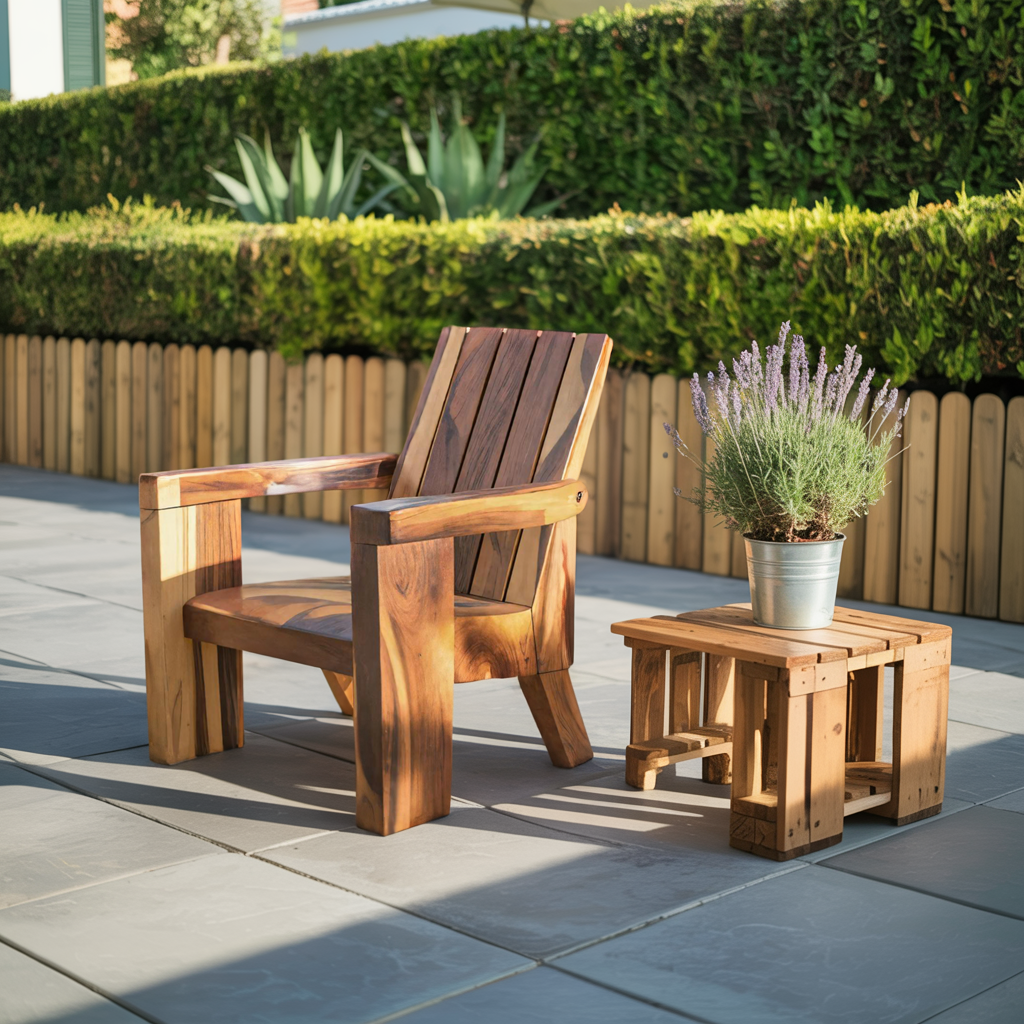 Rustic Outdoor Wooden Lounge Chair With Armrests For Garden Or Porch Lynnsnail