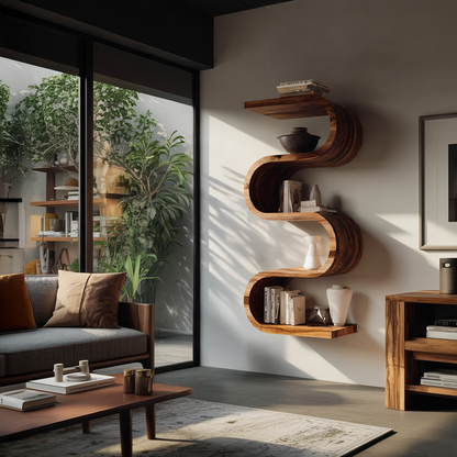 Handcrafted Vertical Wall Bookshelf For Living Or Bedroom Lynnsnail
