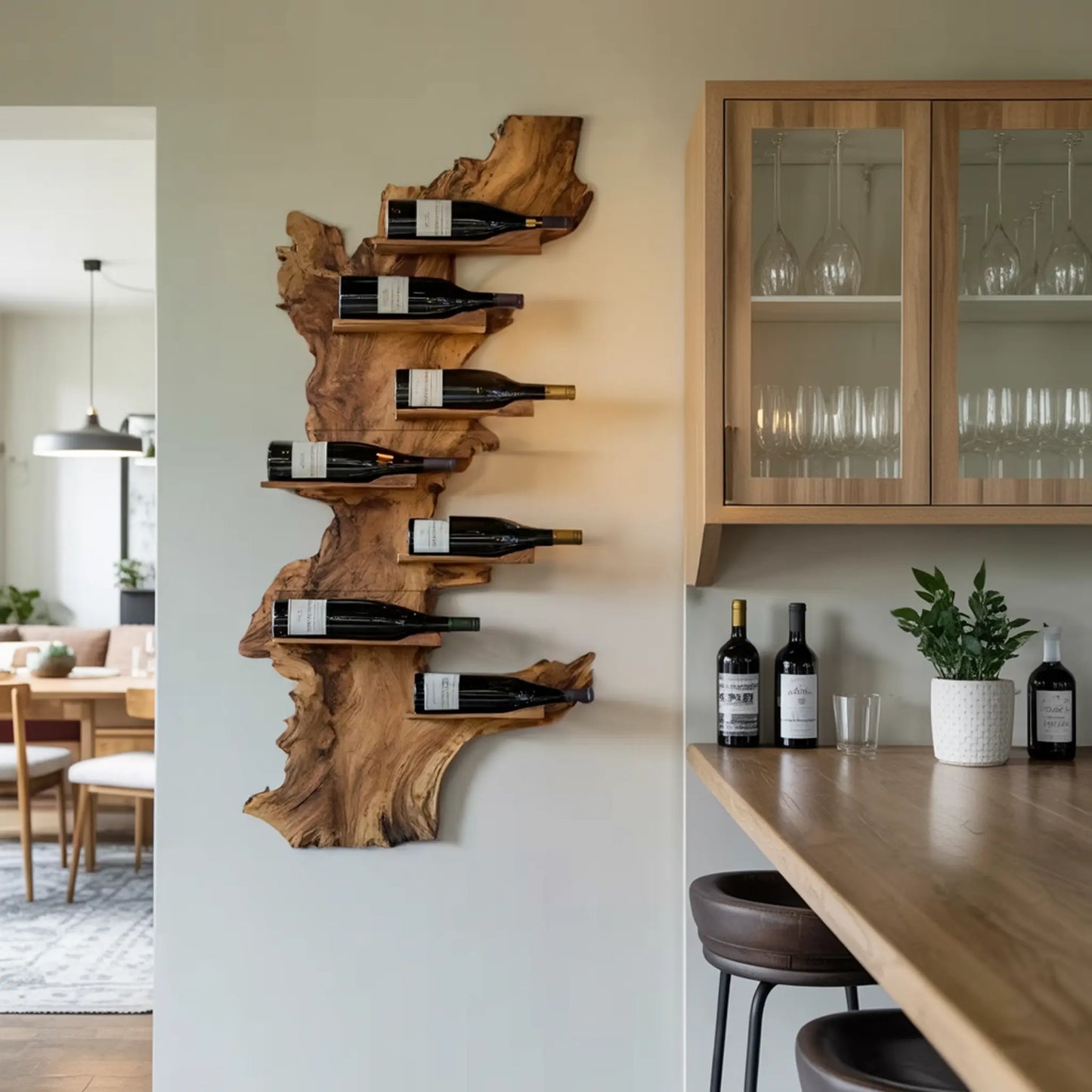 Modern Live Edge Wine Holder For Living Room Furniture Decor Lynnsnail