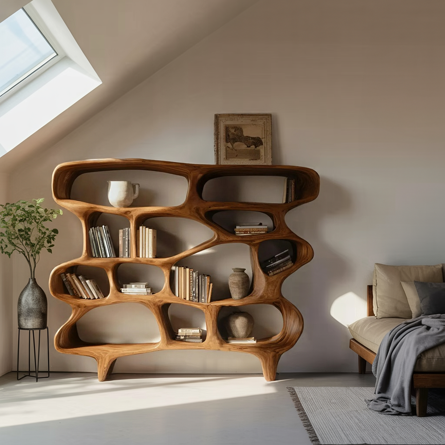 Organic Sculptural Bookshelf For Living Room Or Office Decor Lynnsnail