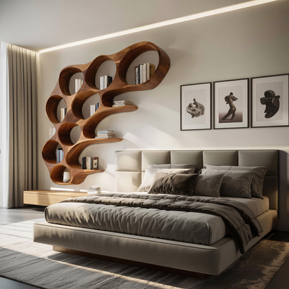 Organic Honeycomb Shaped Wall Mounted Bookshelf For Bedroom Lynnsnail