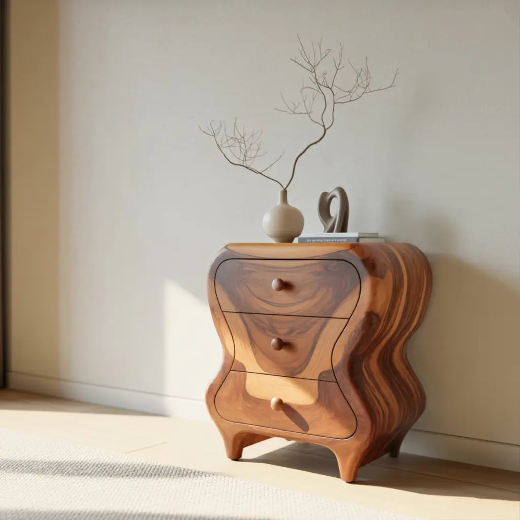 Sculptural Cabinet With Organic Curves And Drawers For Bedroom And Entryway Lynnsnail