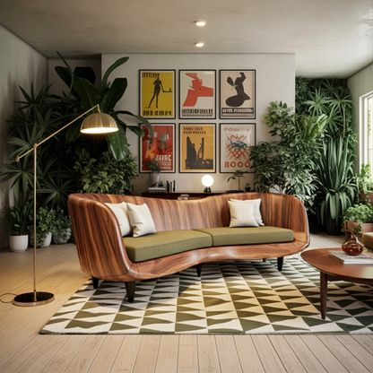 Curved Wooden Sofa For Modern Organic Living Room Lynnsnail