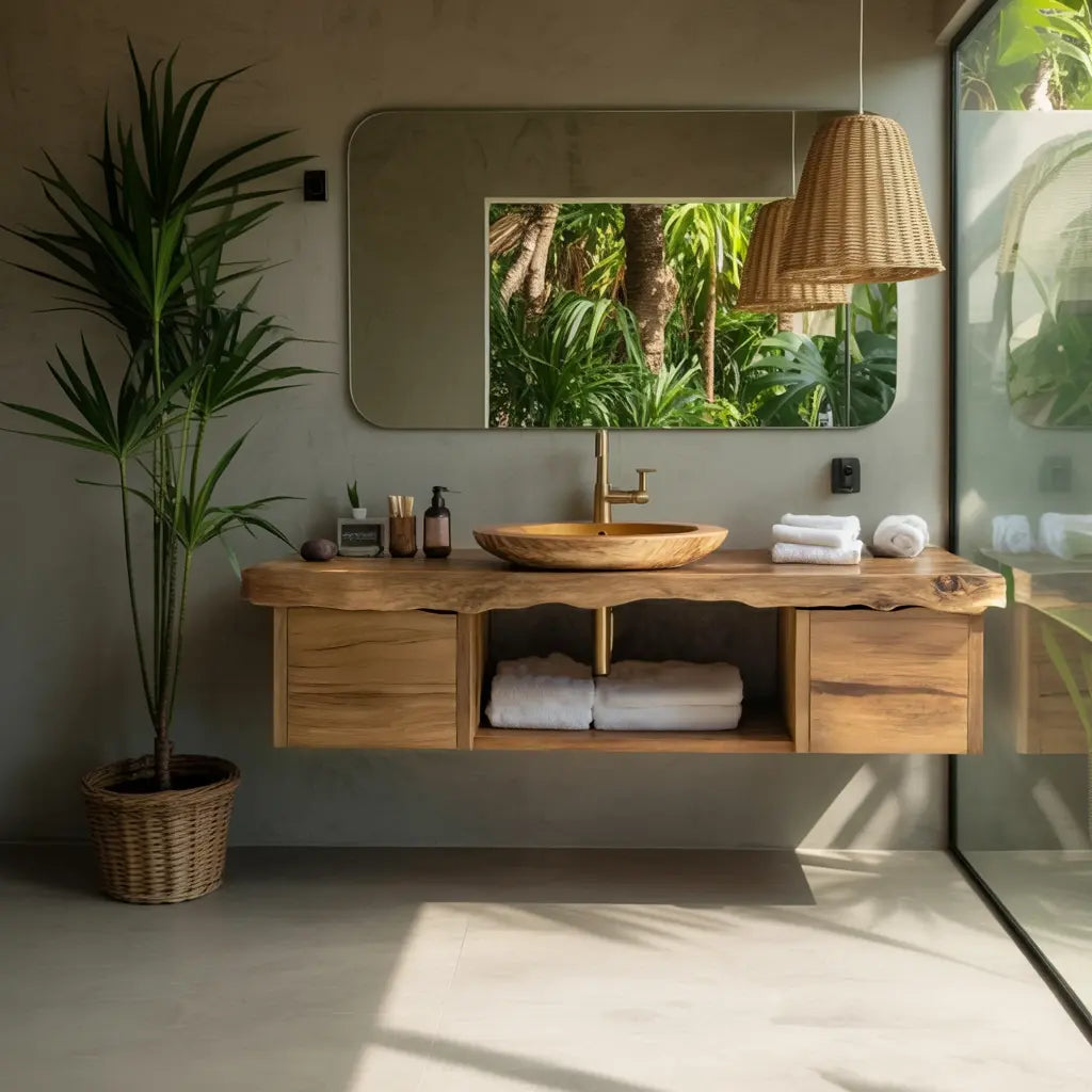 Natural Wood Floating Vanity For Bathroom Upgrade Lynnsnail
