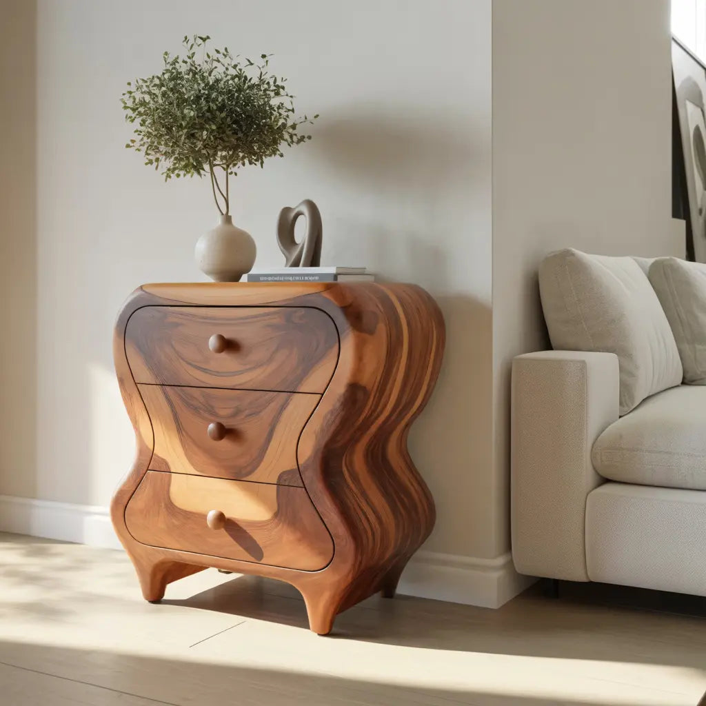 Sculptural Cabinet With Organic Curves And Drawers For Bedroom And Entryway Lynnsnail