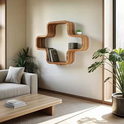 Modern Geometric Wall Mounted Bookshelf For Living Room And Office Lynnsnail
