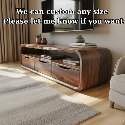 Handcrafted Solid Wood TV Stand with Smooth Curved Edges and Minimalist Storage Design Lynnsnail