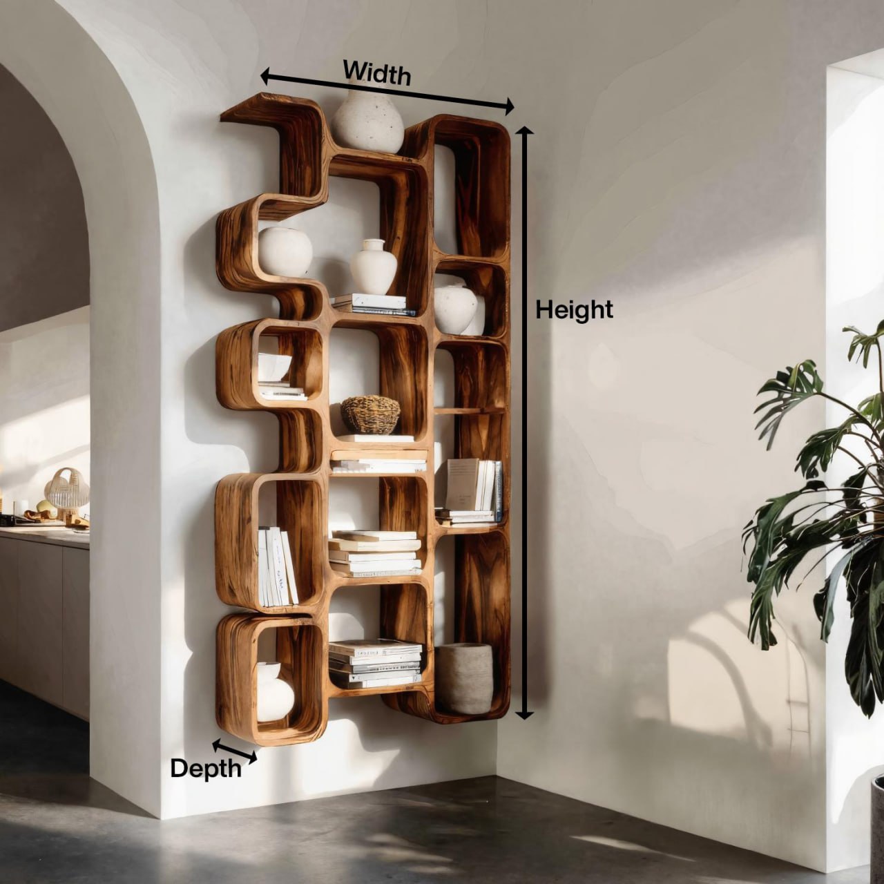 Modern Bookshelf With Integrated Compartments For Living Room Lynnsnail