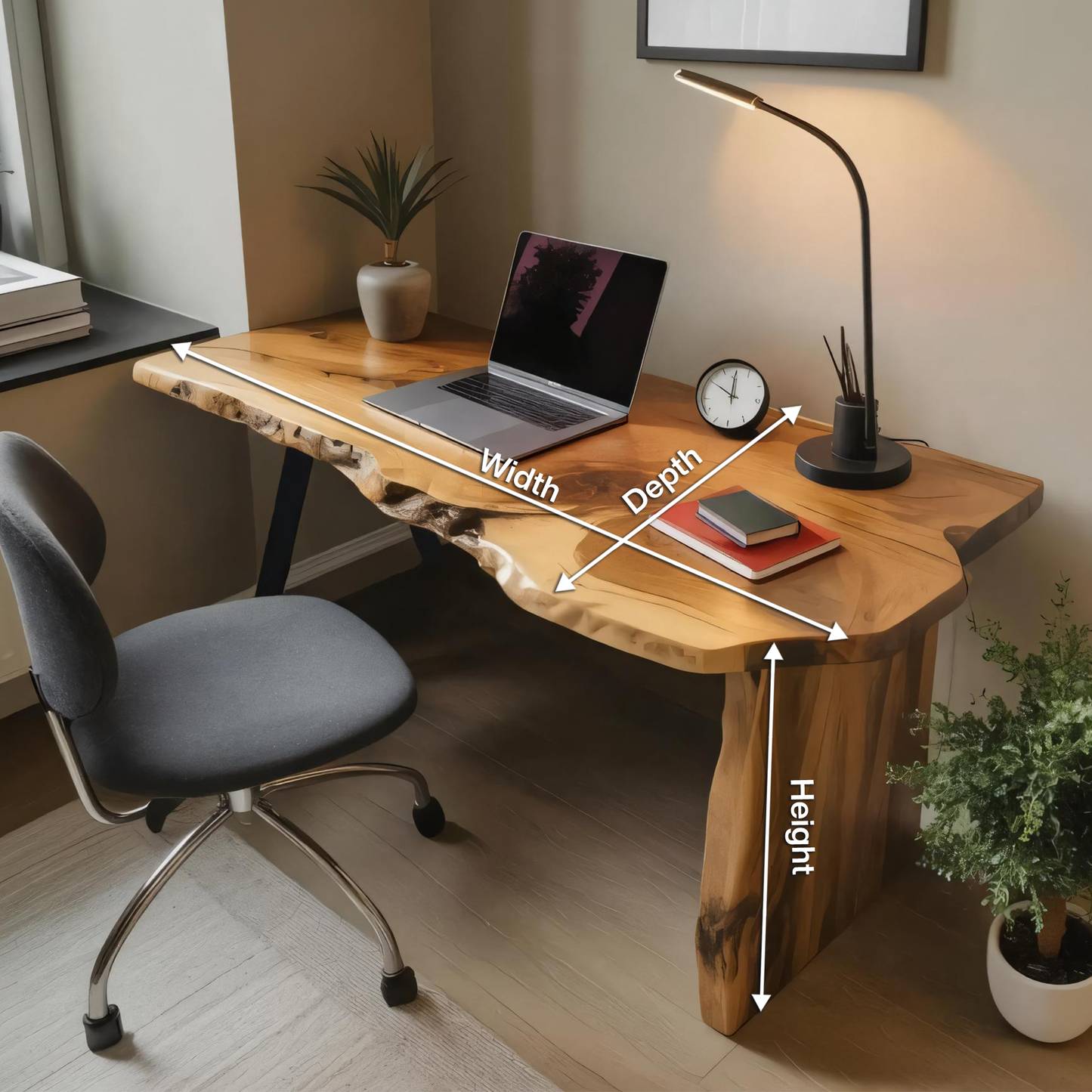 Rustic Office Desk With Live Edge Design For Home Workspace Lynnsnail