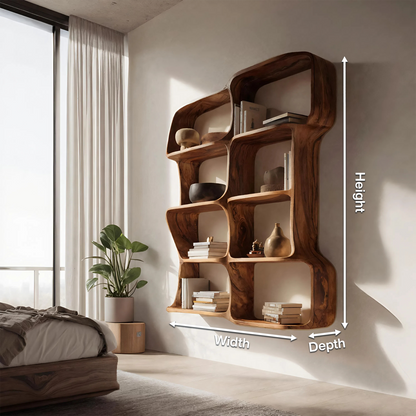 Modern Sculptural Floating Bookshelf For Bedroom Or Living Room Lynnsnail