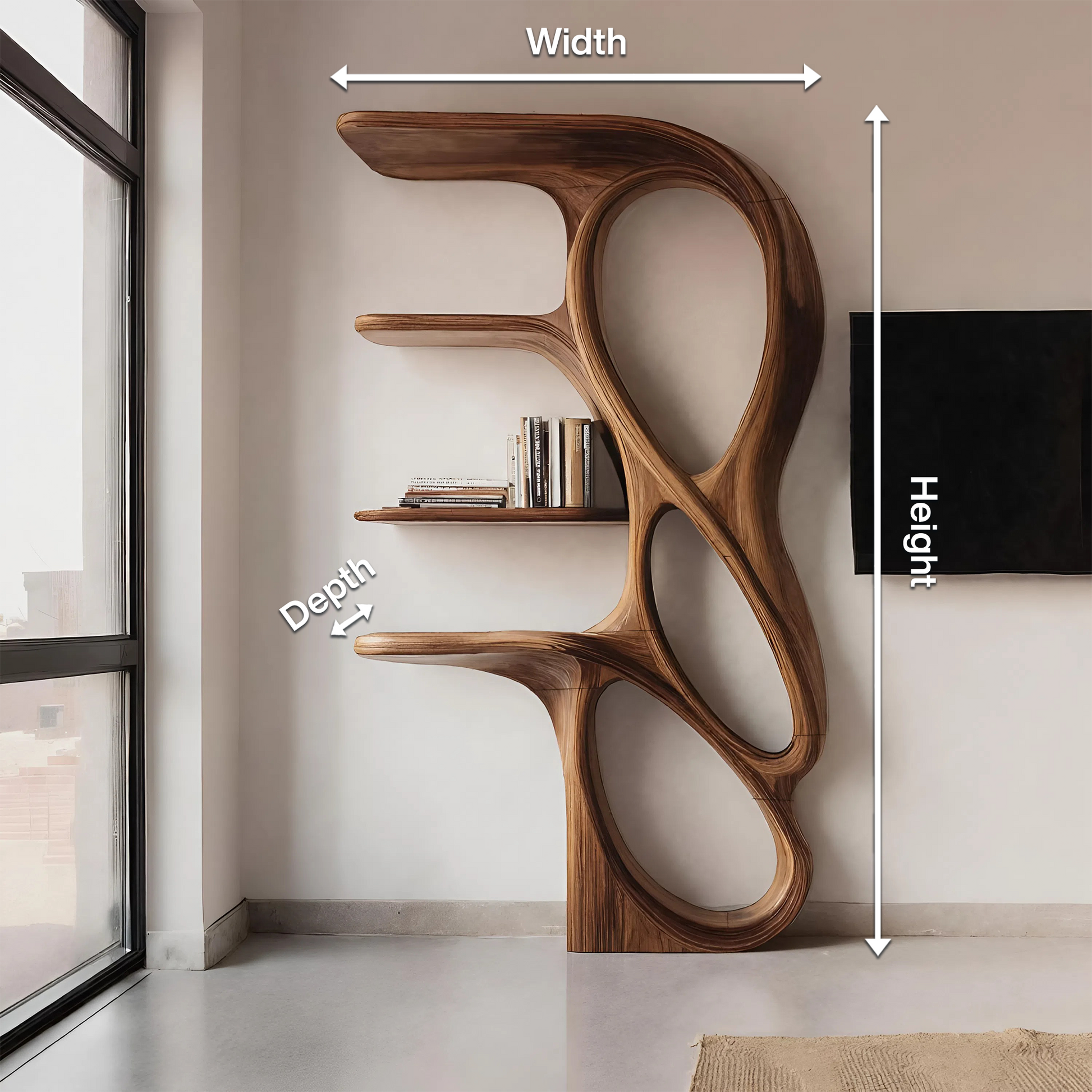 Contemporary Art Bookshelf For Living Room Decor Lynnsnail