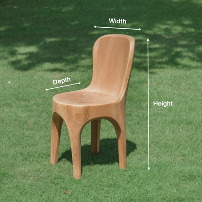 Sculptural Solid Wood Chair With Curved Seat For Garden Or Indoor Decor Lynnsnail