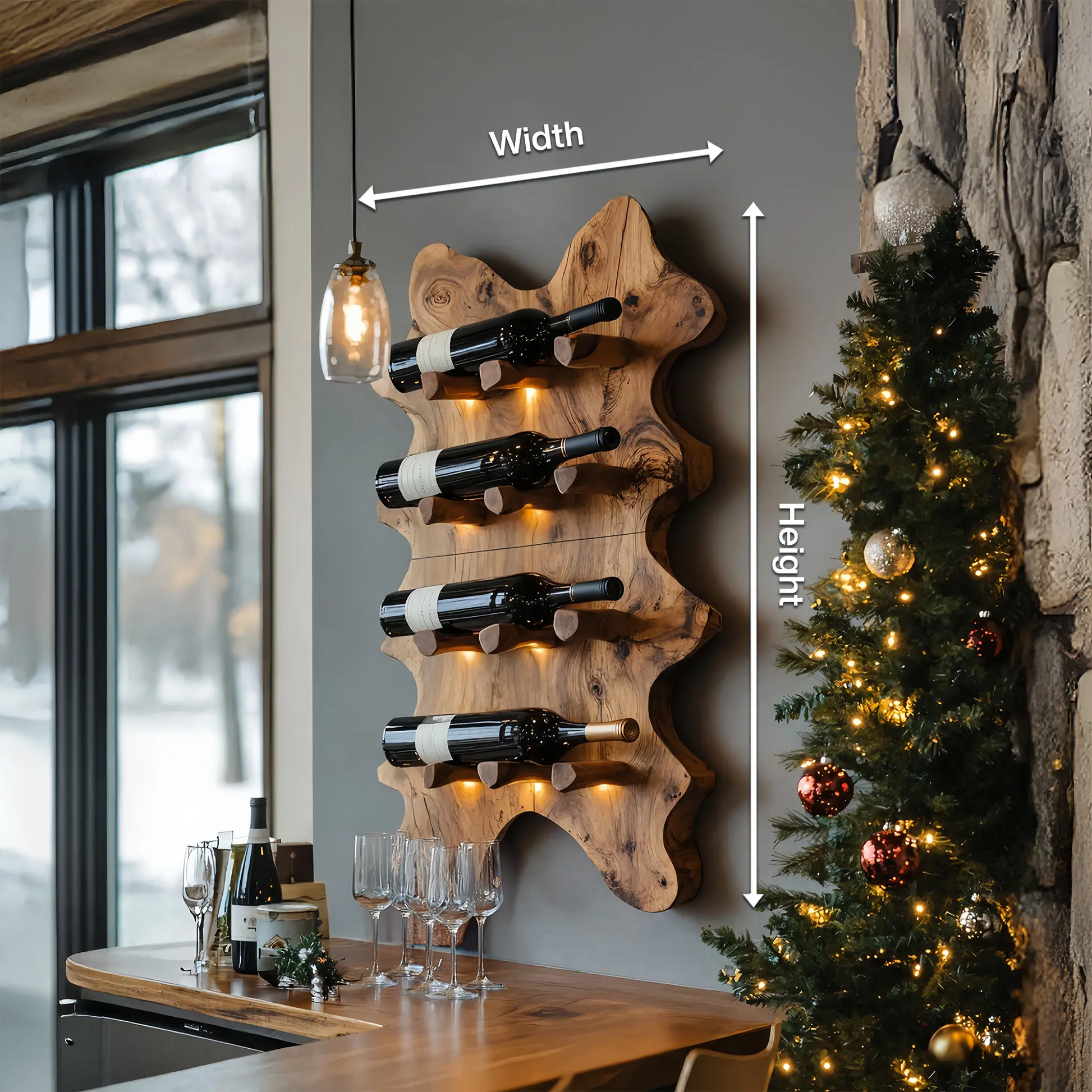 Rustic Live Edge Wall Wine Rack For Cozy Dining Rooms Lynnsnail