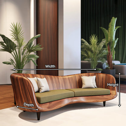 Curved Wooden Sofa For Modern Organic Living Room Lynnsnail