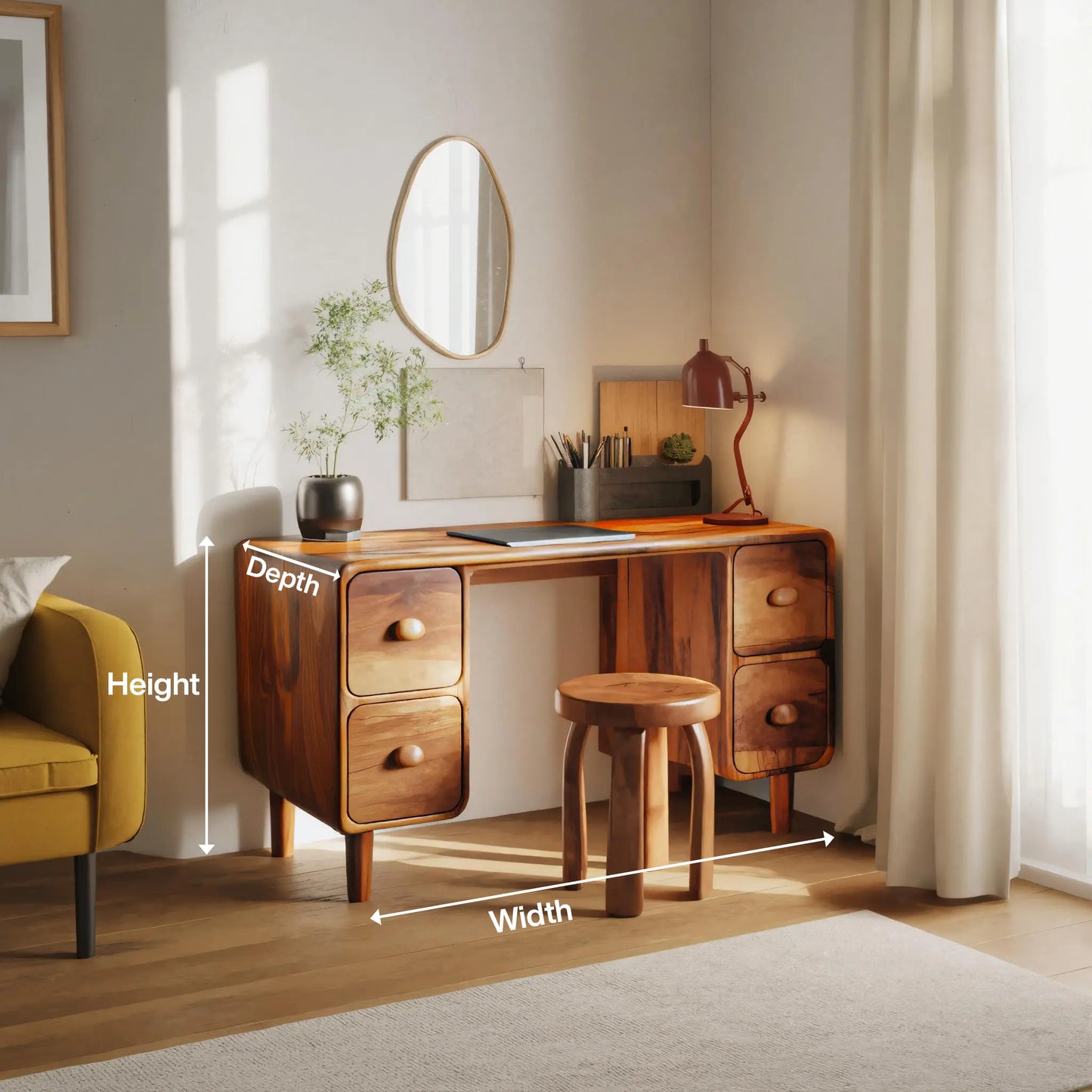Modern Rounded Corner Desk With Drawers For Home Office Workspace Lynnsnail