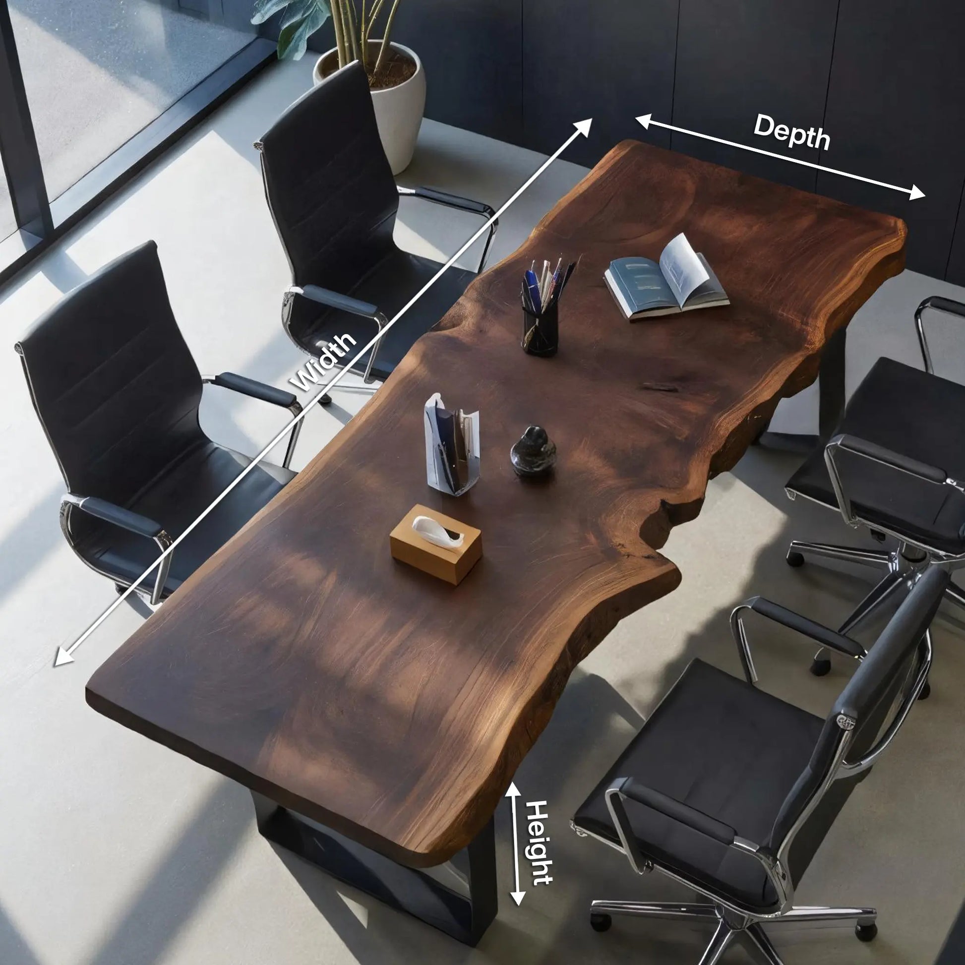 Rustic Live Edge Conference Table For Modern Office Lynnsnail