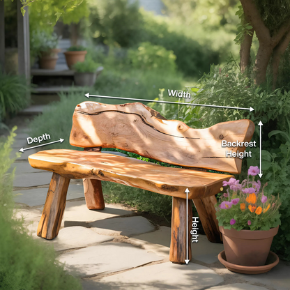 Rustic Live Edge Garden Bench For Patio Backyard And Forest Cabin Lynnsnail
