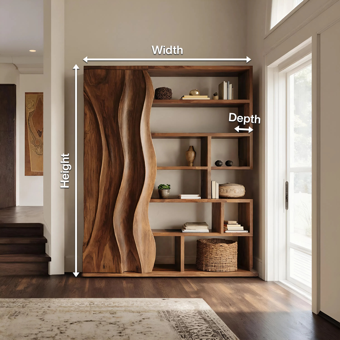 Modern Bookshelf With Wave Door For Home Decor Lynnsnail