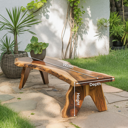 Rustic Live Edge Wooden Bench For Patio Or Garden Lynnsnail