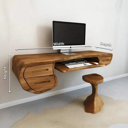 Floating Sculptural Desk With Drawers For Home Office And Studio Lynnsnail
